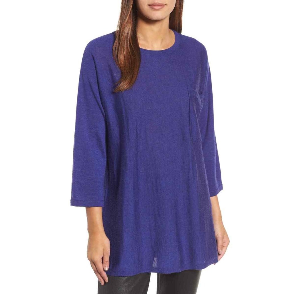 Eileen Fisher Merino Wool Knit Lightweight Sweater Blue/Purple Size Medium